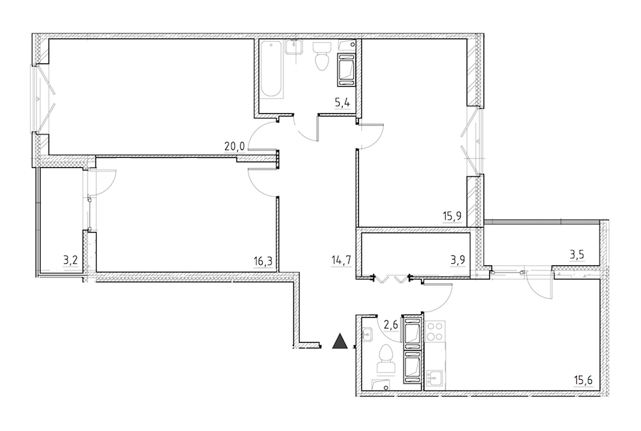 3-комнатная квартира 99.8 м², 5/12 эт., ЖК «Квартал Che»
